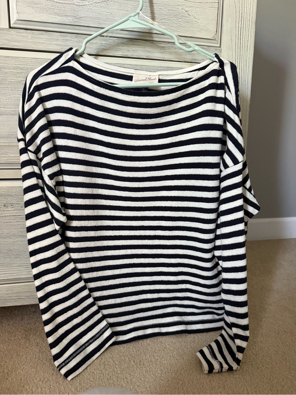 Striped Navy and White Boatneck long sleeve